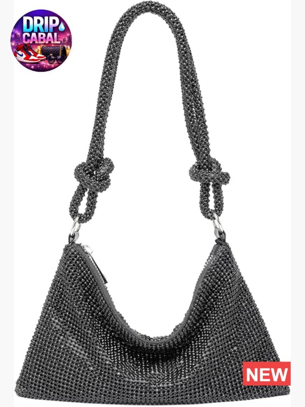 Small Rhinestone Evening Clutch Purse with Shoulder Straps for Formal Occasions